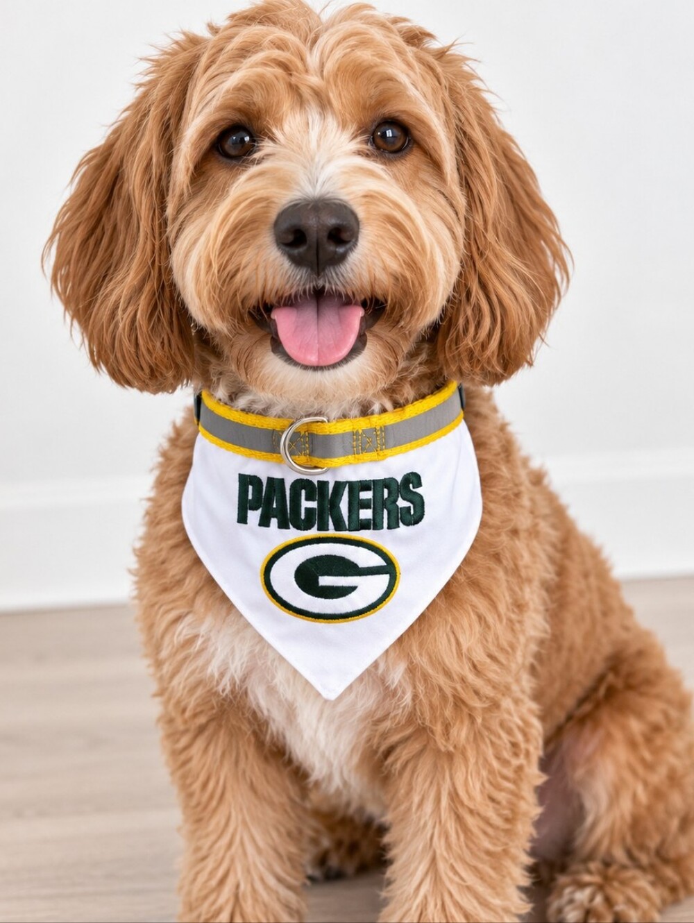 NFL Green Bay Packers Collar Bandana Reflective Dog Accessory Medium White NWT